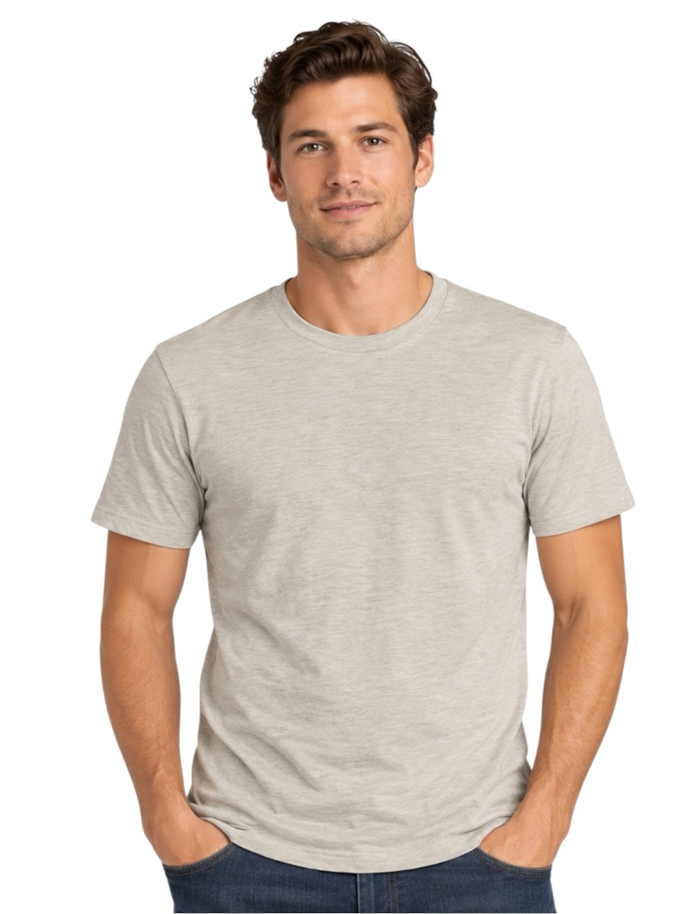 Banana Republic Men’s Fitted Crew T Shirt Small Beige Cotton Blend Tee